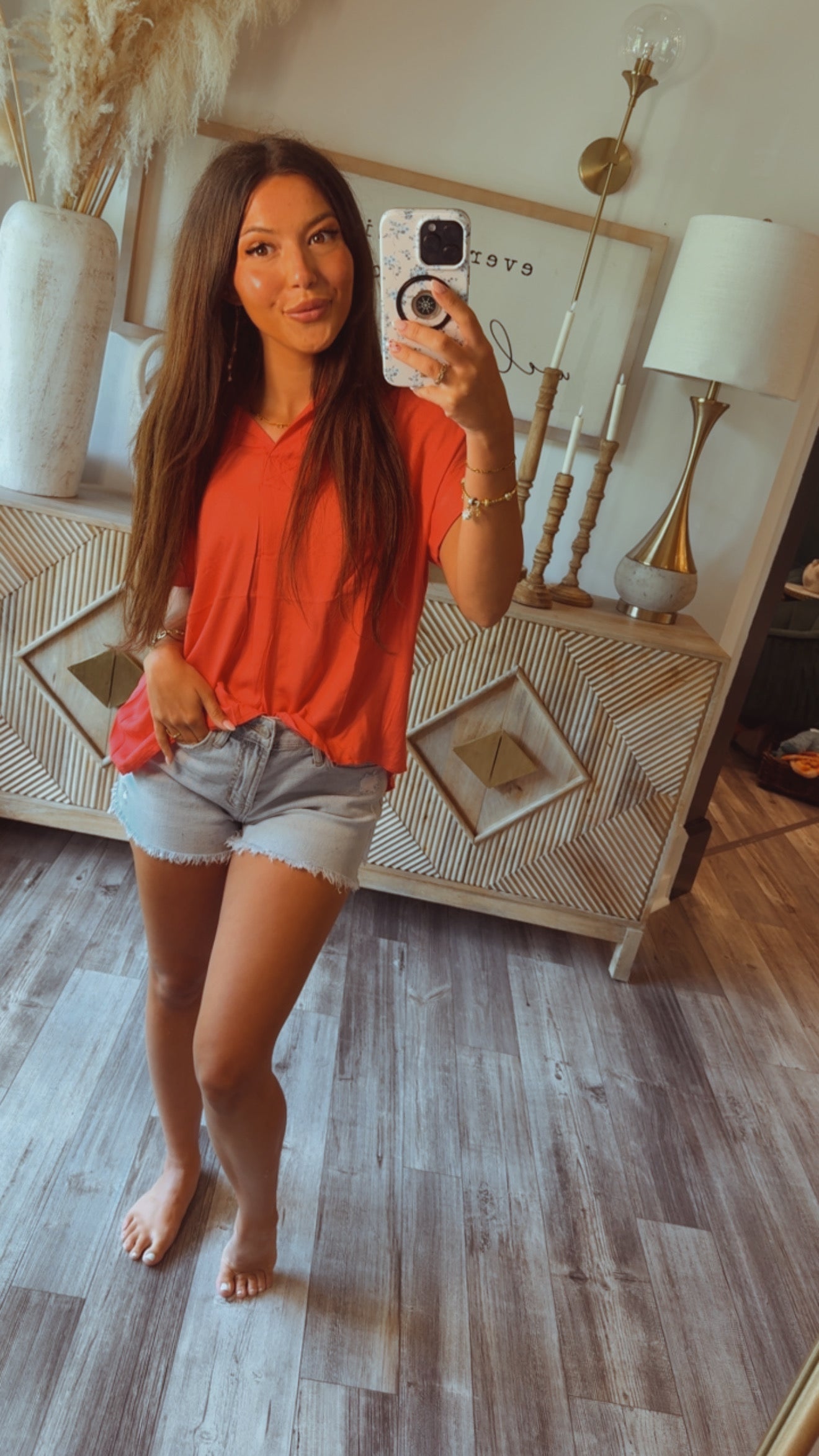 Lightweight Ultra Soft Coral Collared Top