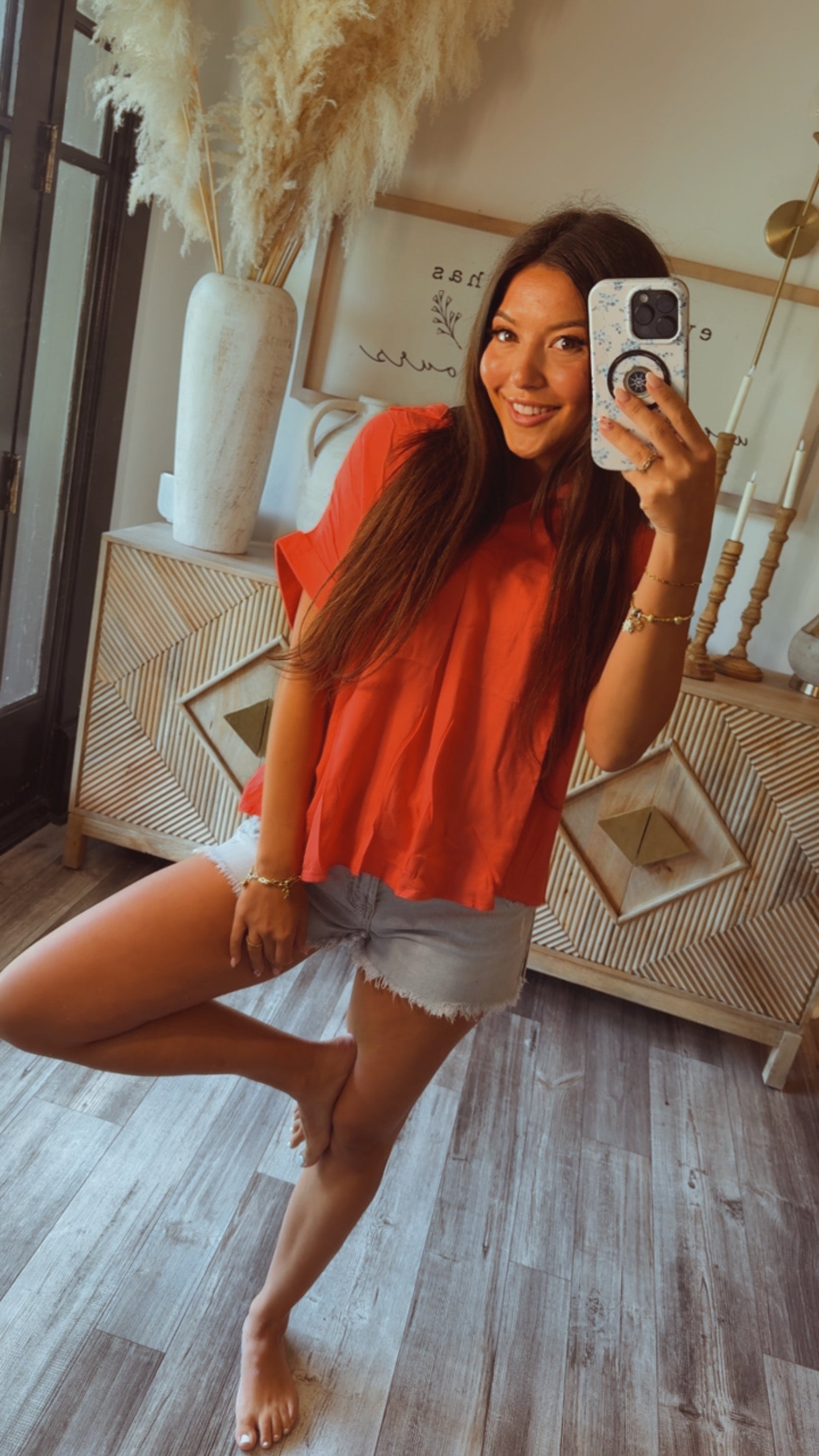 Lightweight Ultra Soft Coral Collared Top