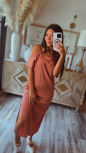 Mauve Cold Shoulder Maxi Dress
