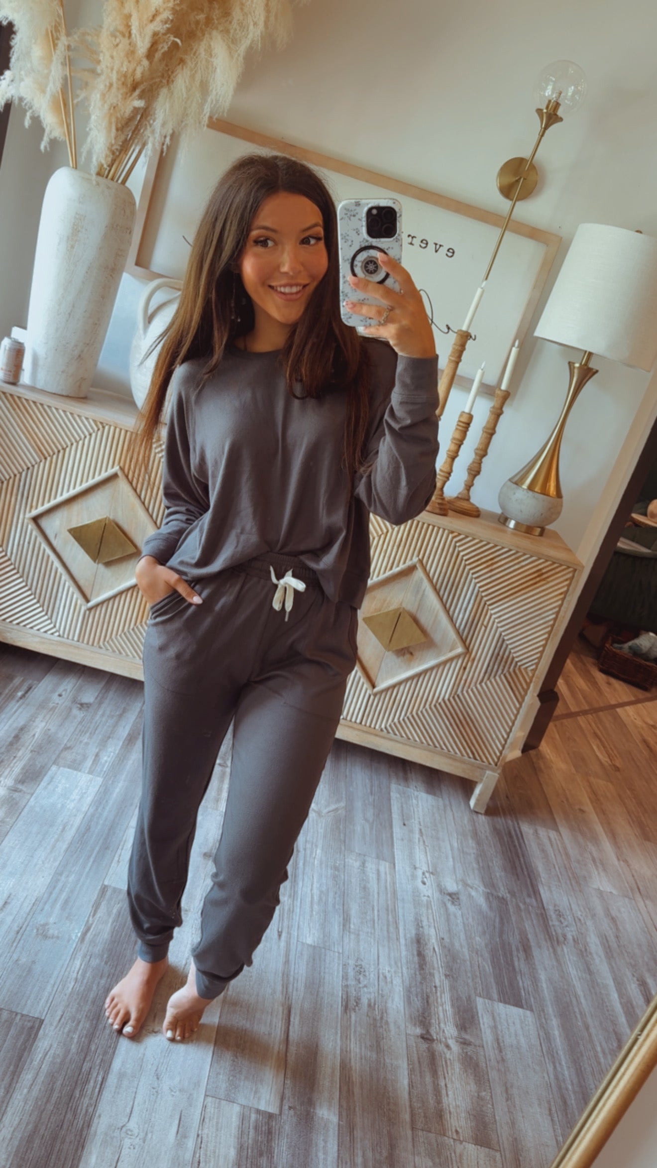 Ash Grey Luxe Ultra Soft Long Sleeve Top