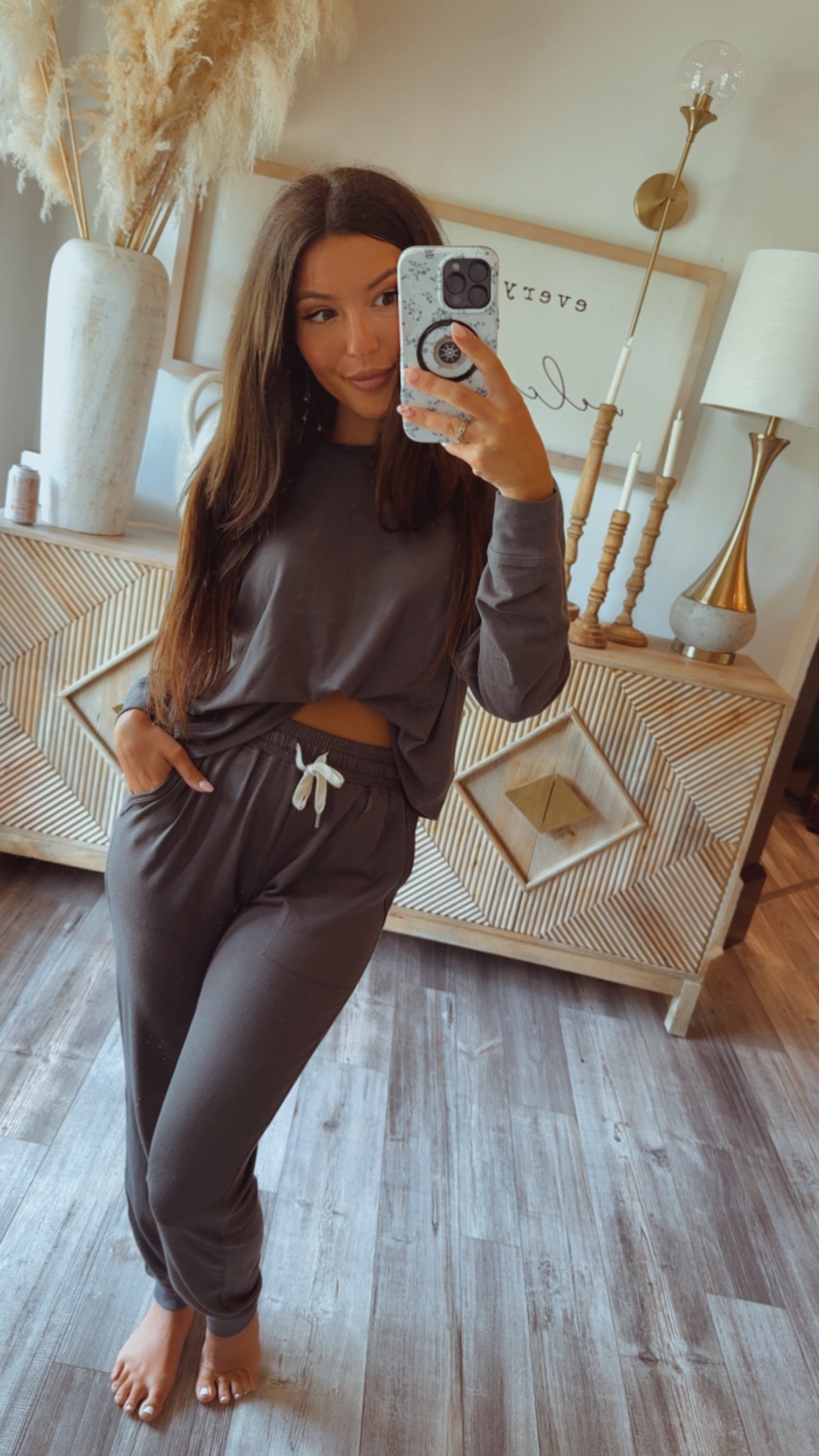 Ash Grey Luxe Ultra Soft Long Sleeve Top