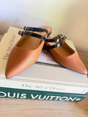 Cognac And Black Strap Corky Flats