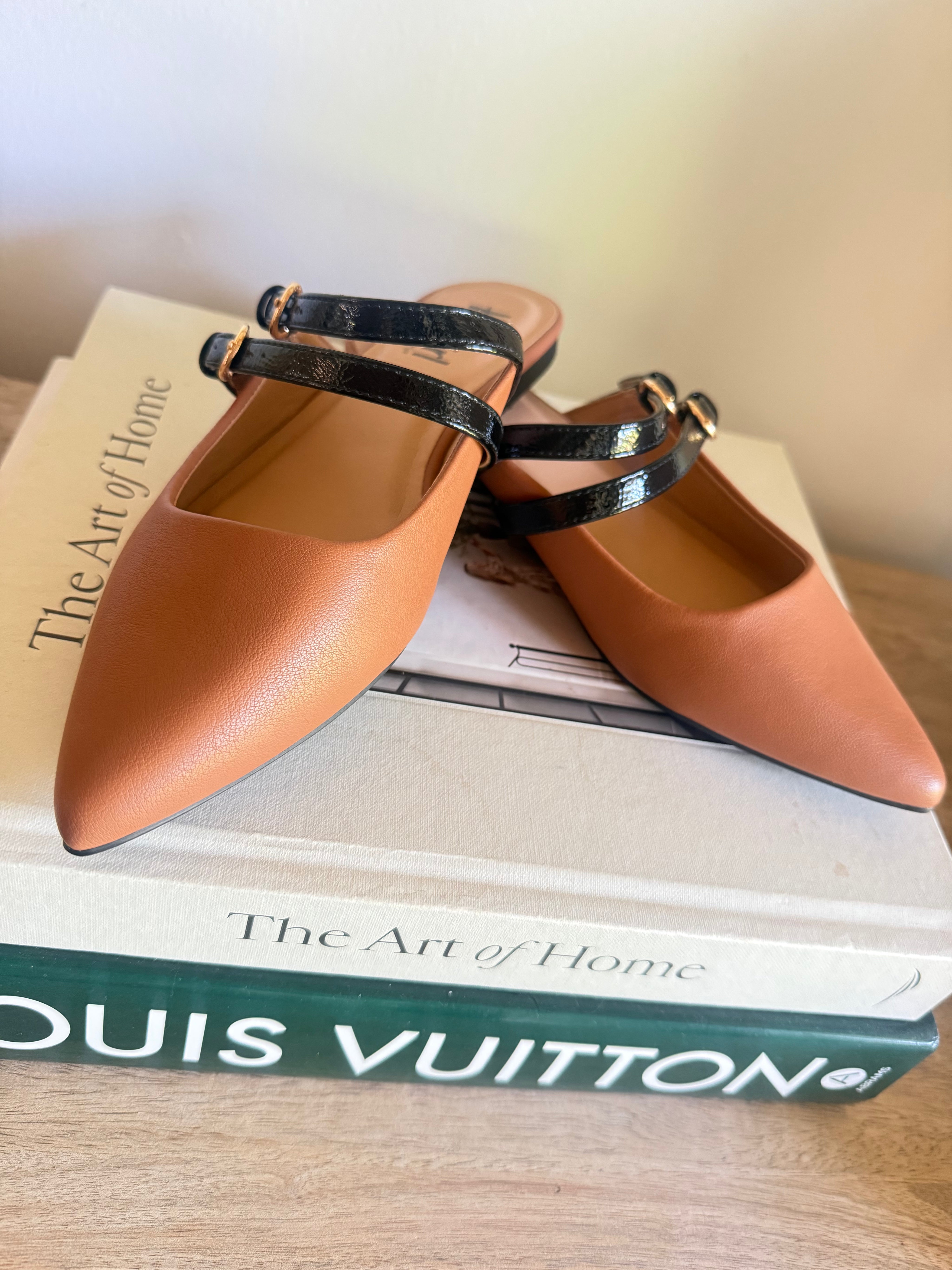 Cognac And Black Strap Corky Flats