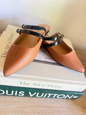 Cognac And Black Strap Corky Flats