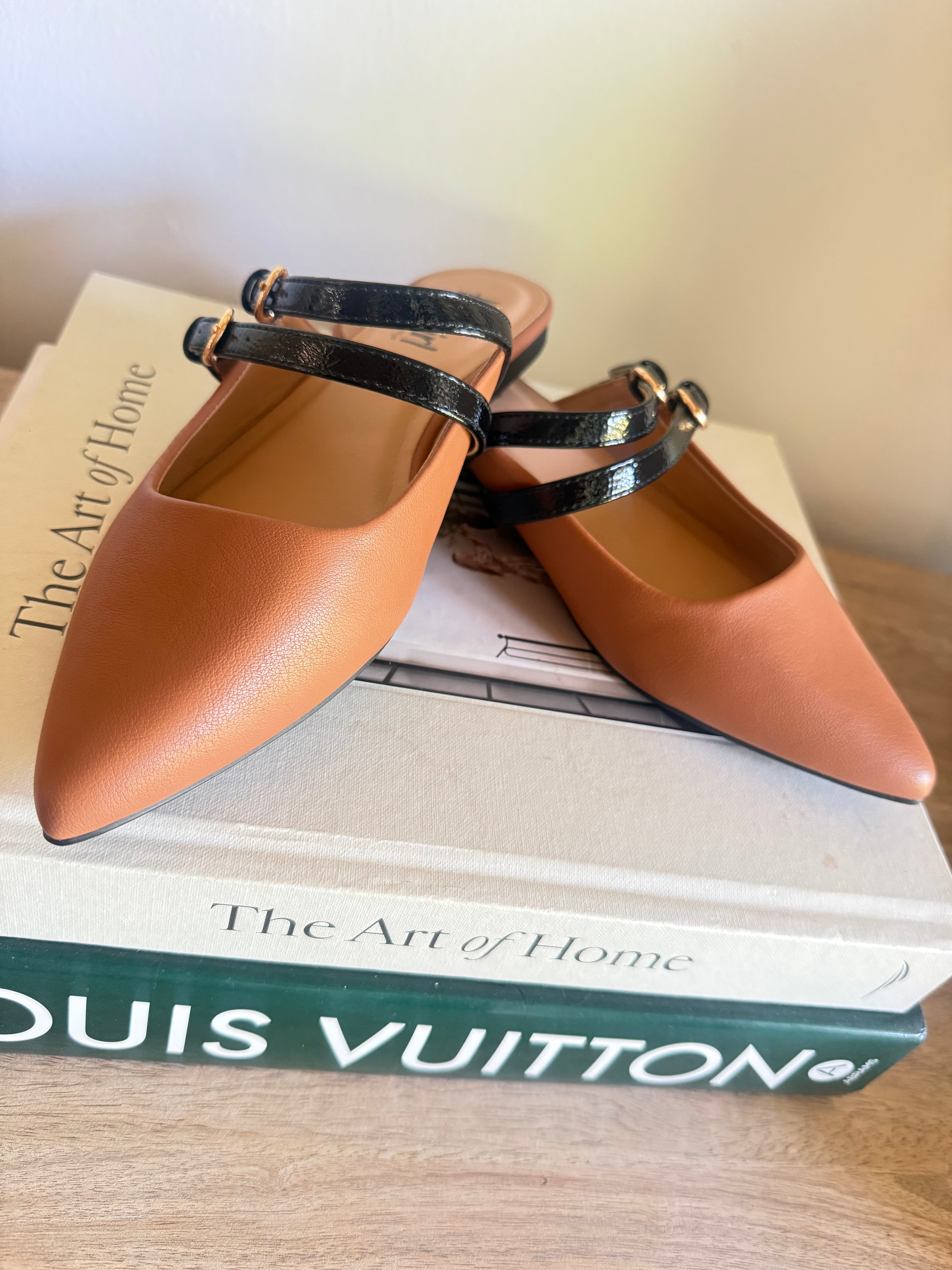 Cognac And Black Strap Corky Flats