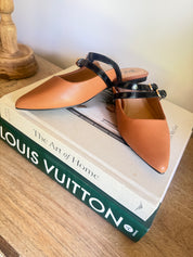 Cognac And Black Strap Corky Flats