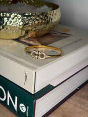 Gold Crystal Buckle Bangle