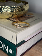 Gold Crystal Buckle Bangle