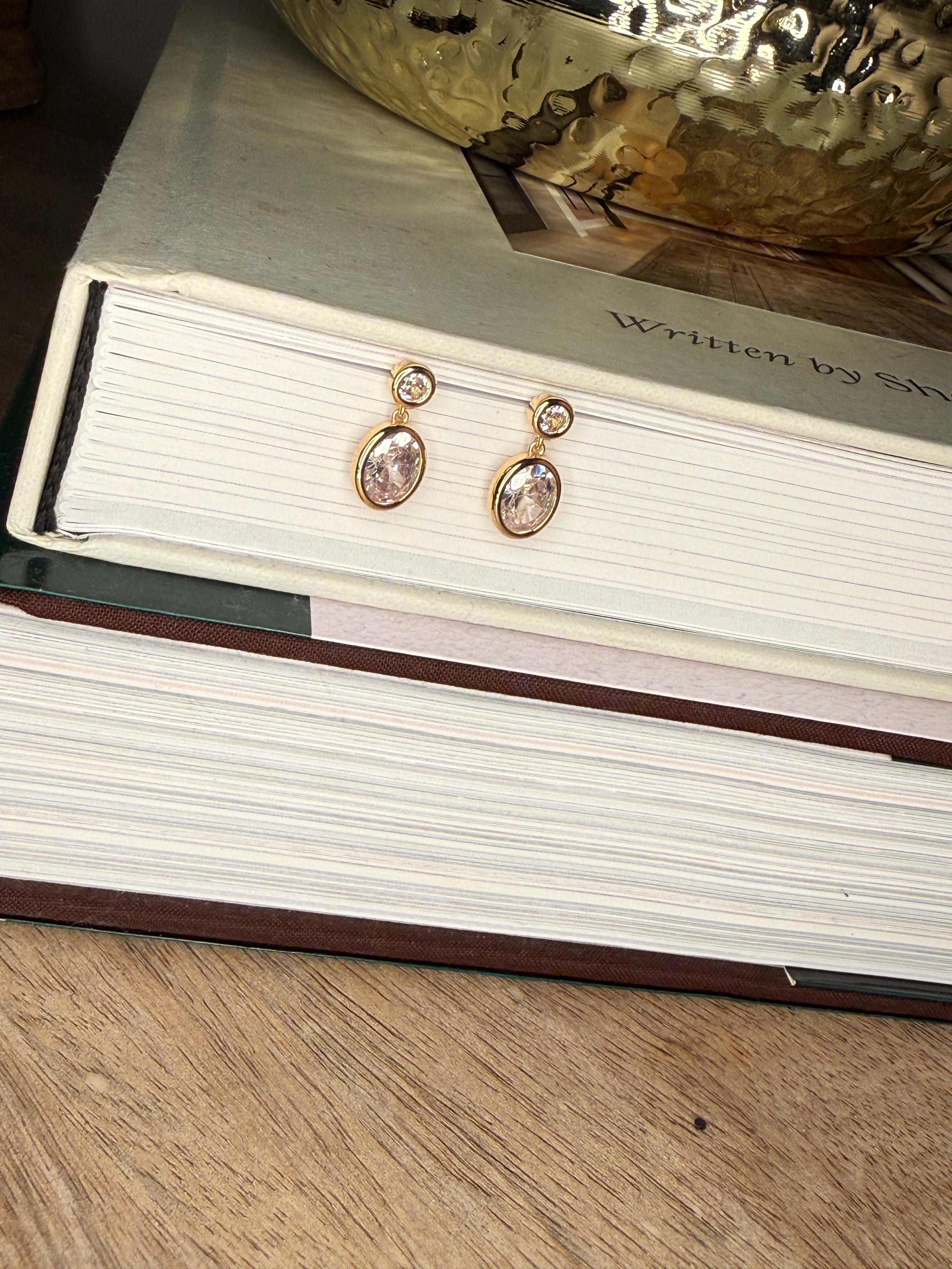 Gold Crystal Drop Dangle Earrings