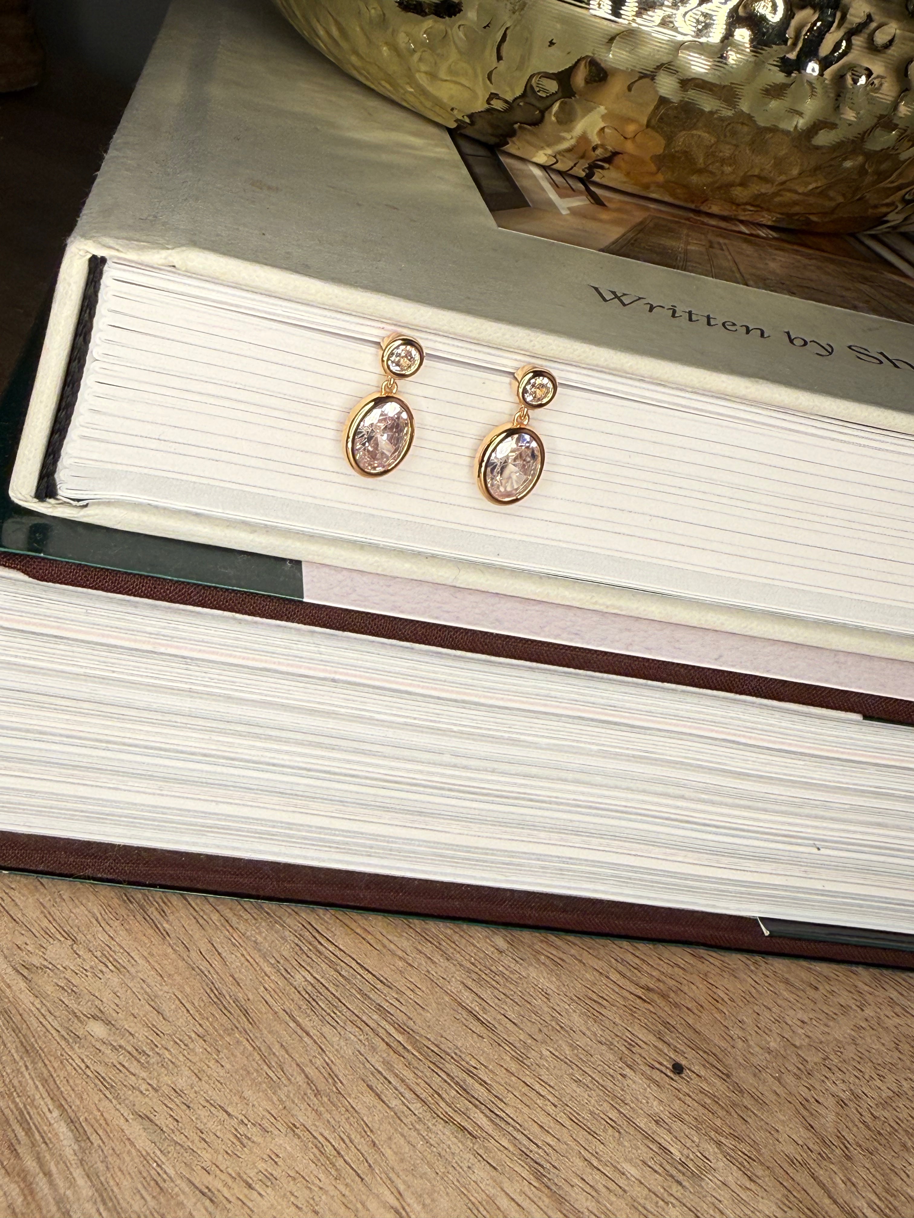 Gold Crystal Drop Dangle Earrings