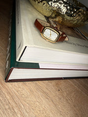 Gold and Brown Leather Watch