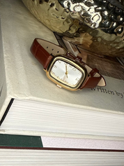 Gold and Brown Leather Watch