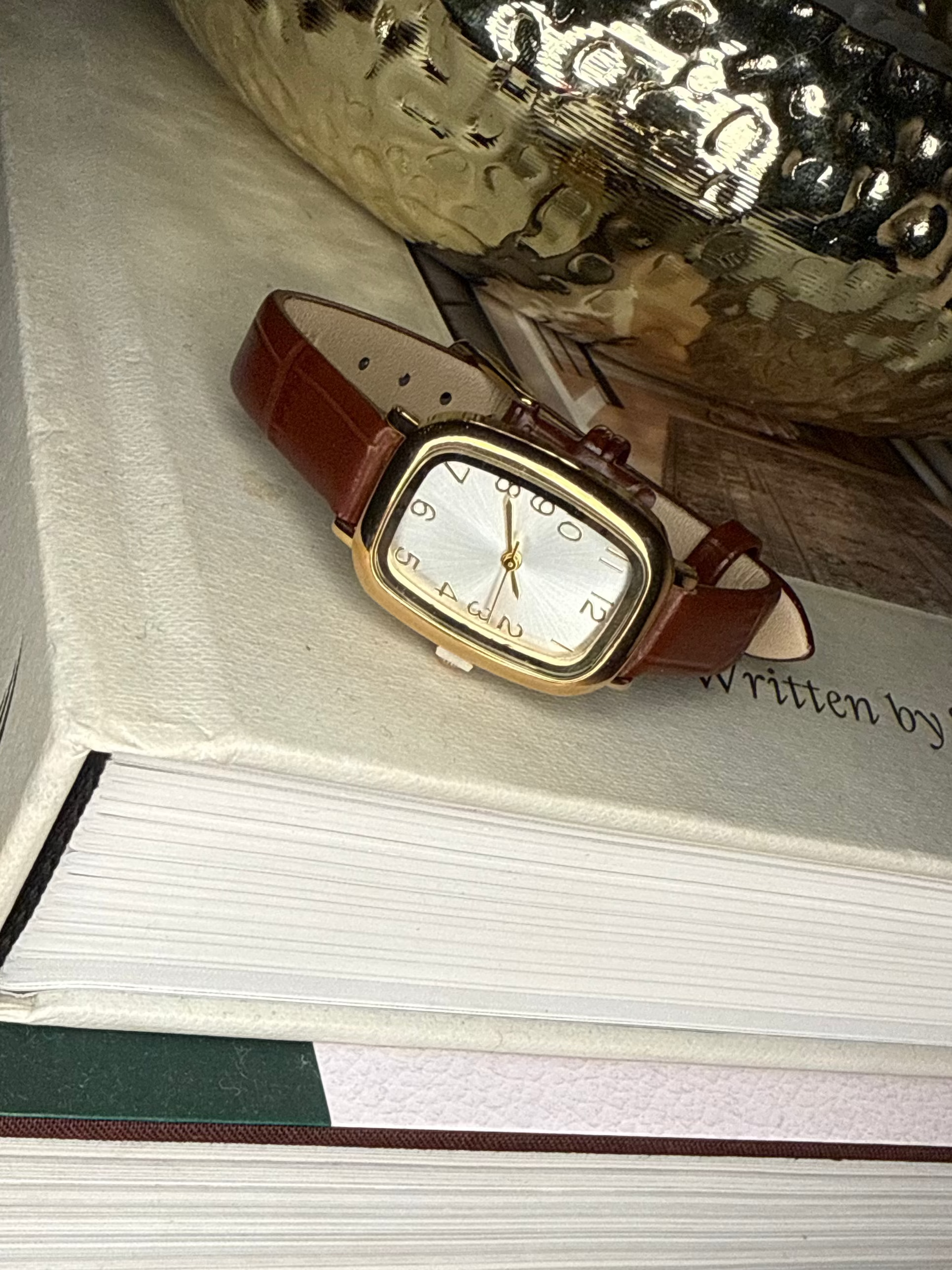 Gold and Brown Leather Watch