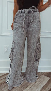 POL Denim Dual Cargo Terry Pants