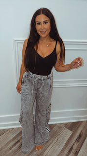 POL Denim Dual Cargo Terry Pants