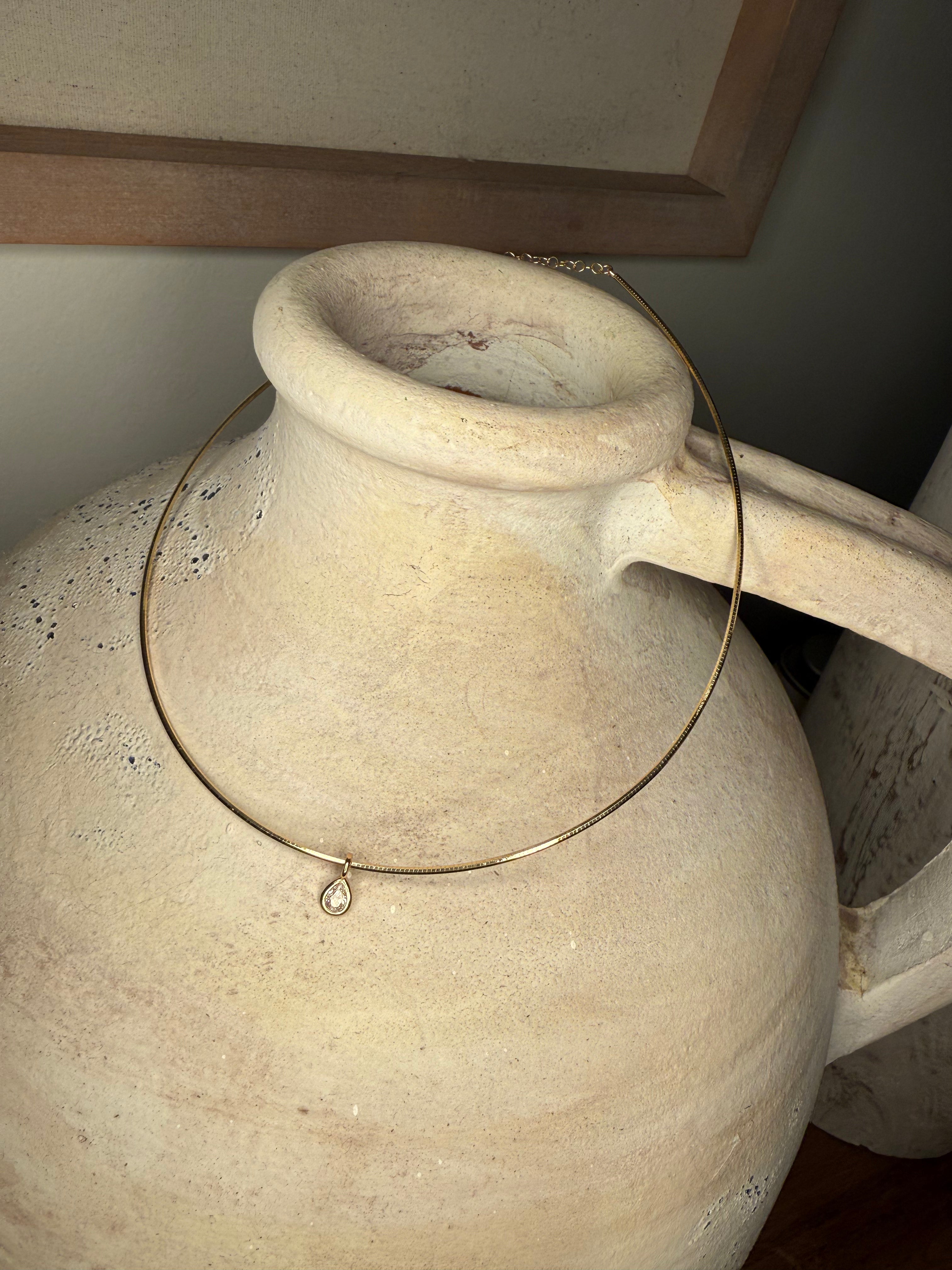 Gold Tear drop Crystal Necklace