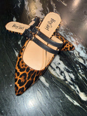 Leopard And Black Strap Corky Flats