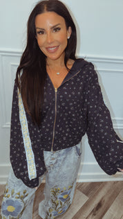 POL Navy And Floral Hoodie