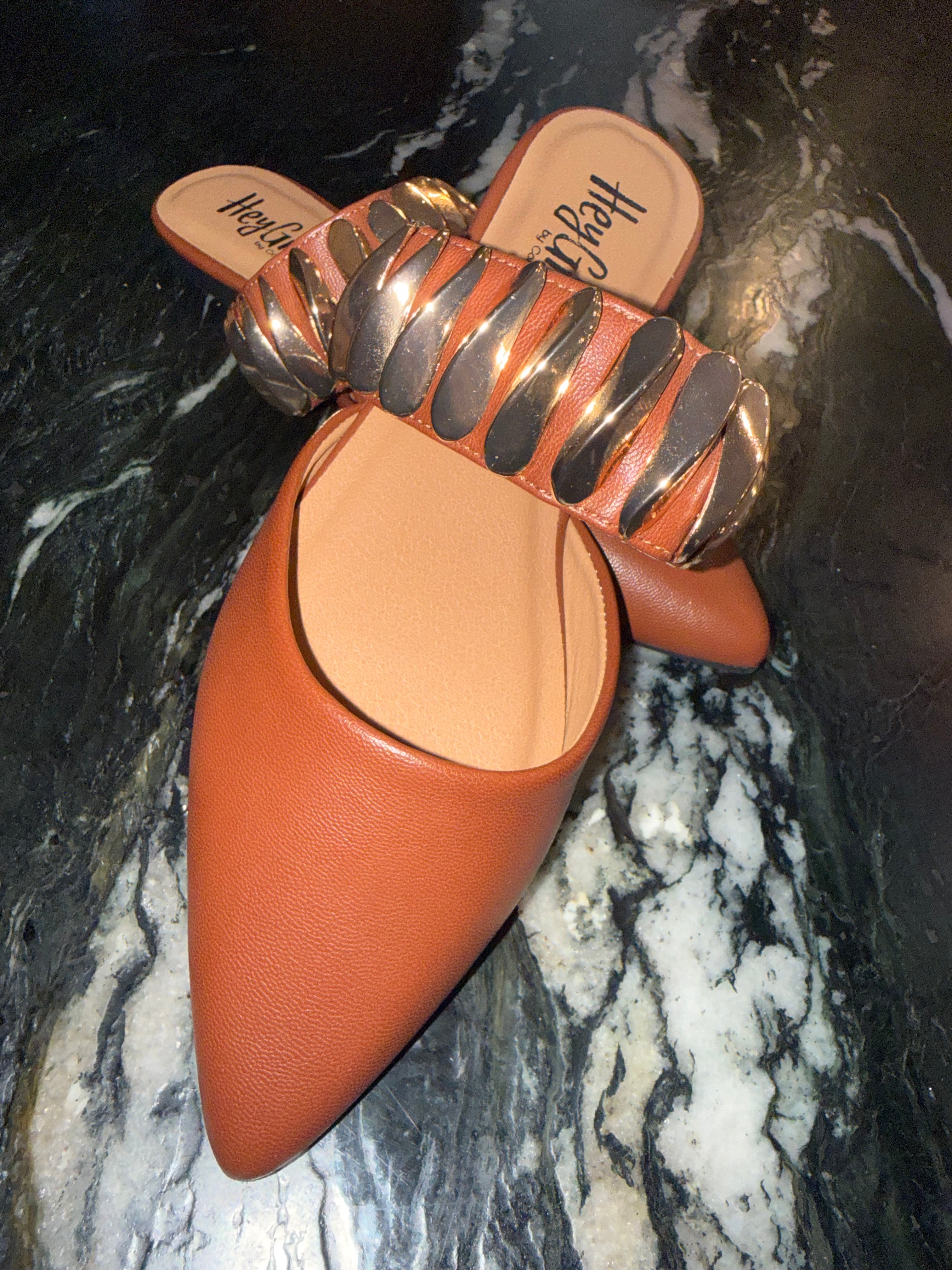 Cognac And Gold Corky Flats