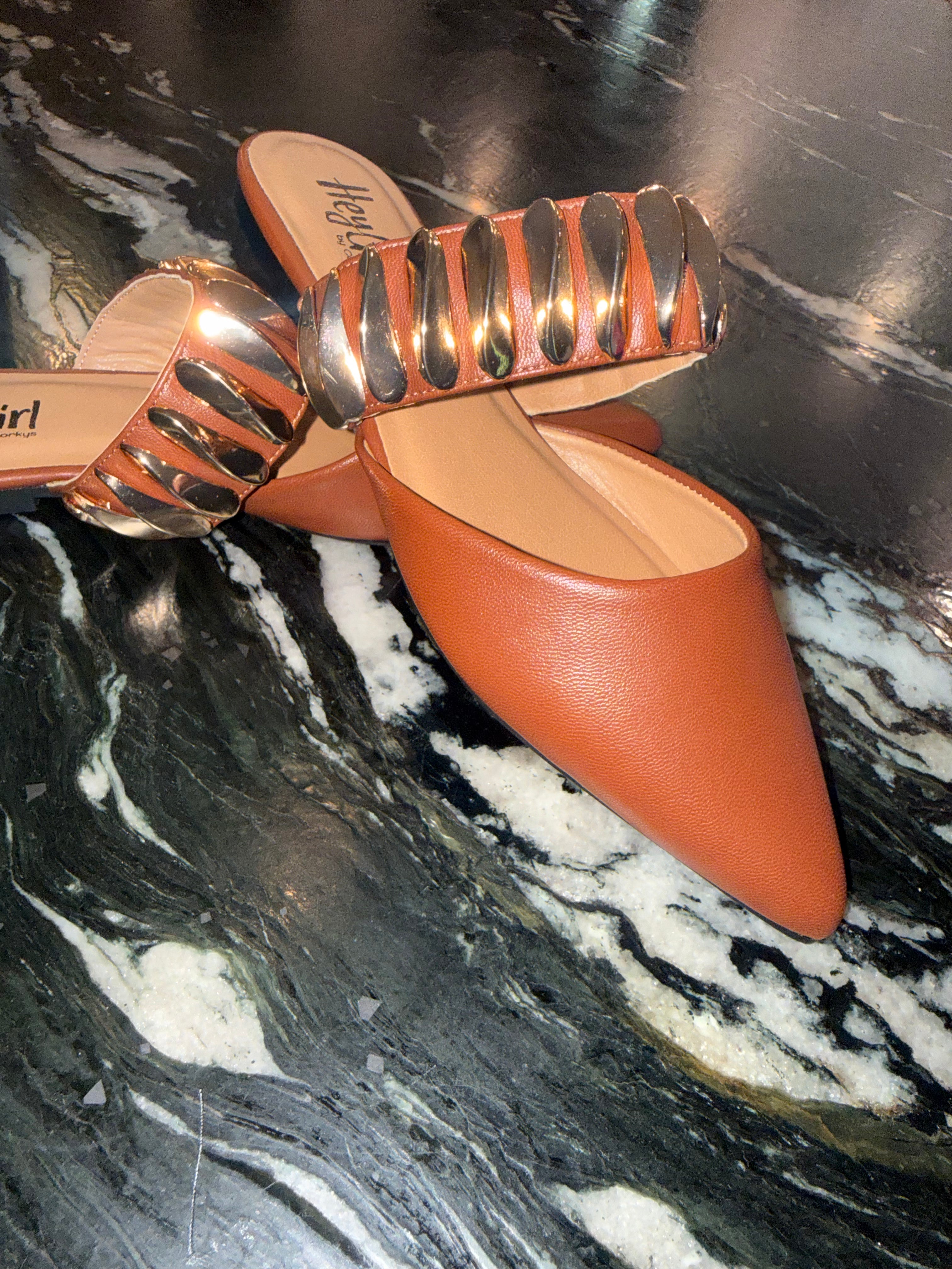Cognac And Gold Corky Flats