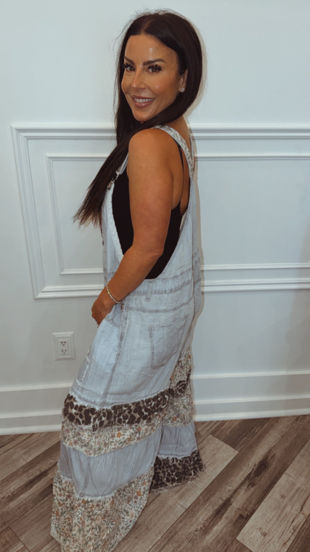 POL Denim And Patchwork Chic Overalls