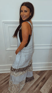 POL Denim And Patchwork Chic Overalls