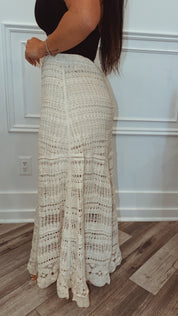 POL Natural Crochet Lined Chic Skirt