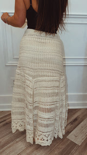 POL Natural Crochet Lined Chic Skirt