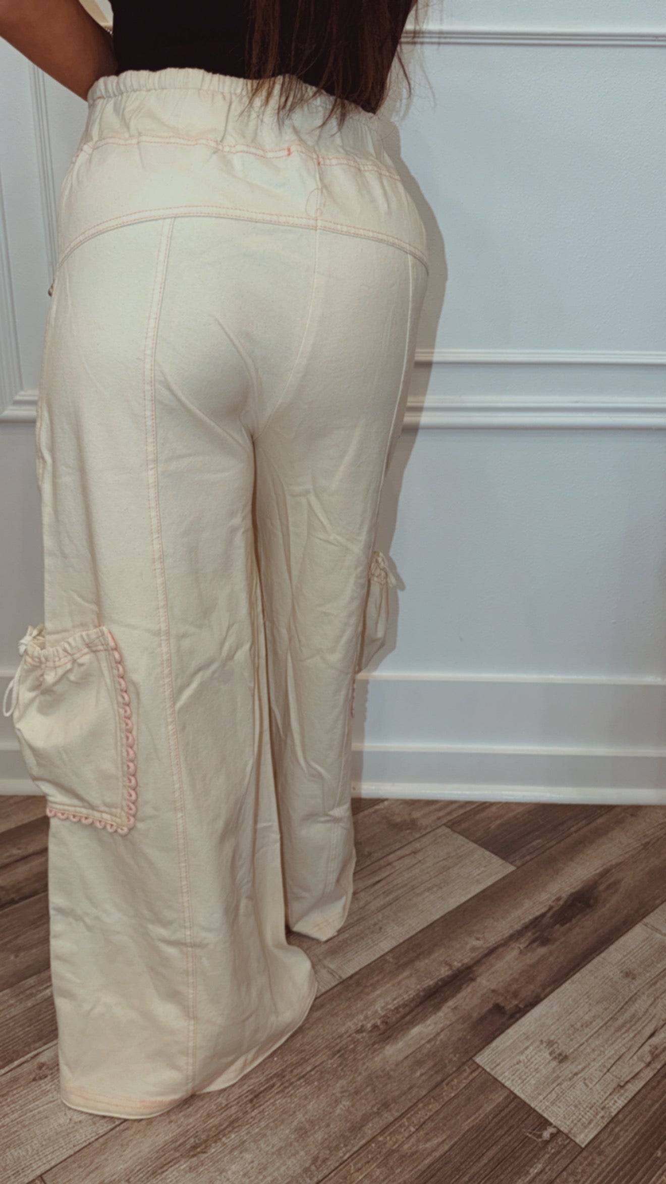 POL Natural And PInk Staight Fit French Terry Pants