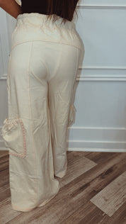 POL Natural And PInk Staight Fit French Terry Pants