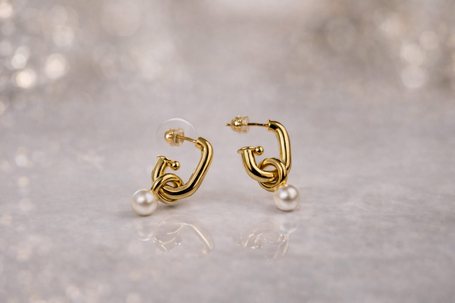 Gold And Pearl Hoop Earrings
