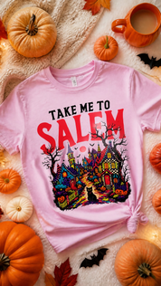 Purple Take Me To Salem  Halloween Graphic Bling Top