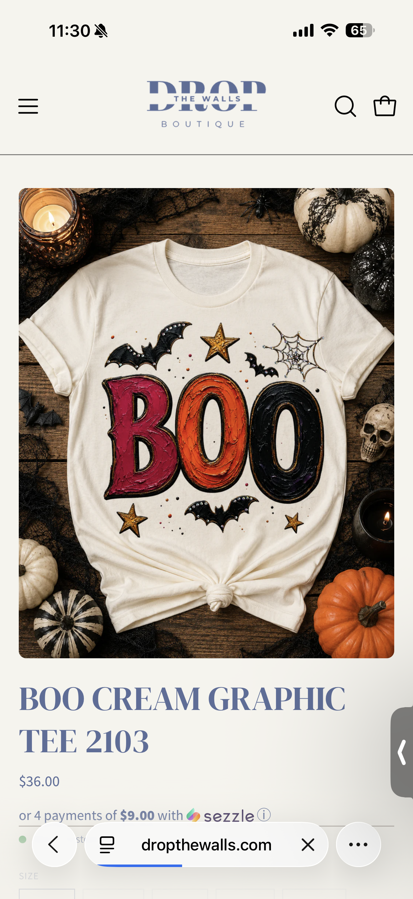 Cream Boo Halloween Graphic Bling Top