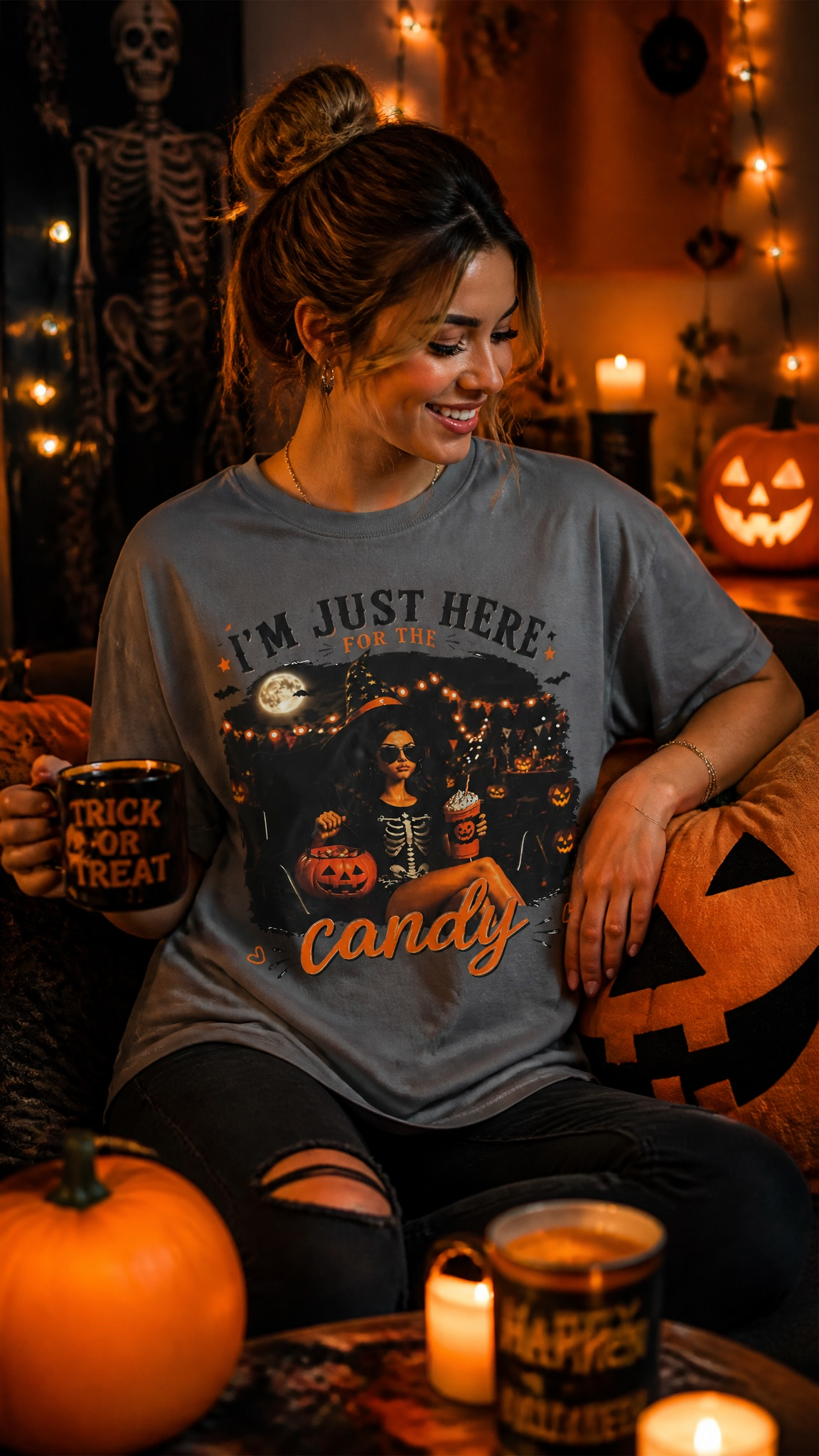I'm Just Here For The Candy Halloween Grpahic Top