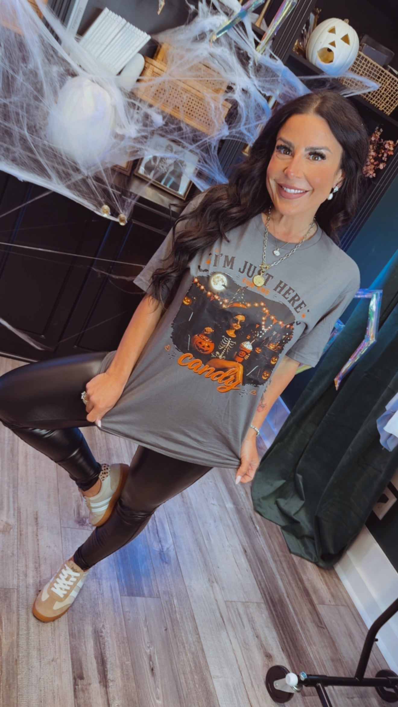 I'm Just Here For The Candy Halloween Graphic Top