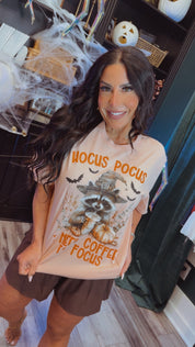 Need Coffe To Focus  Halloween Graphic Top