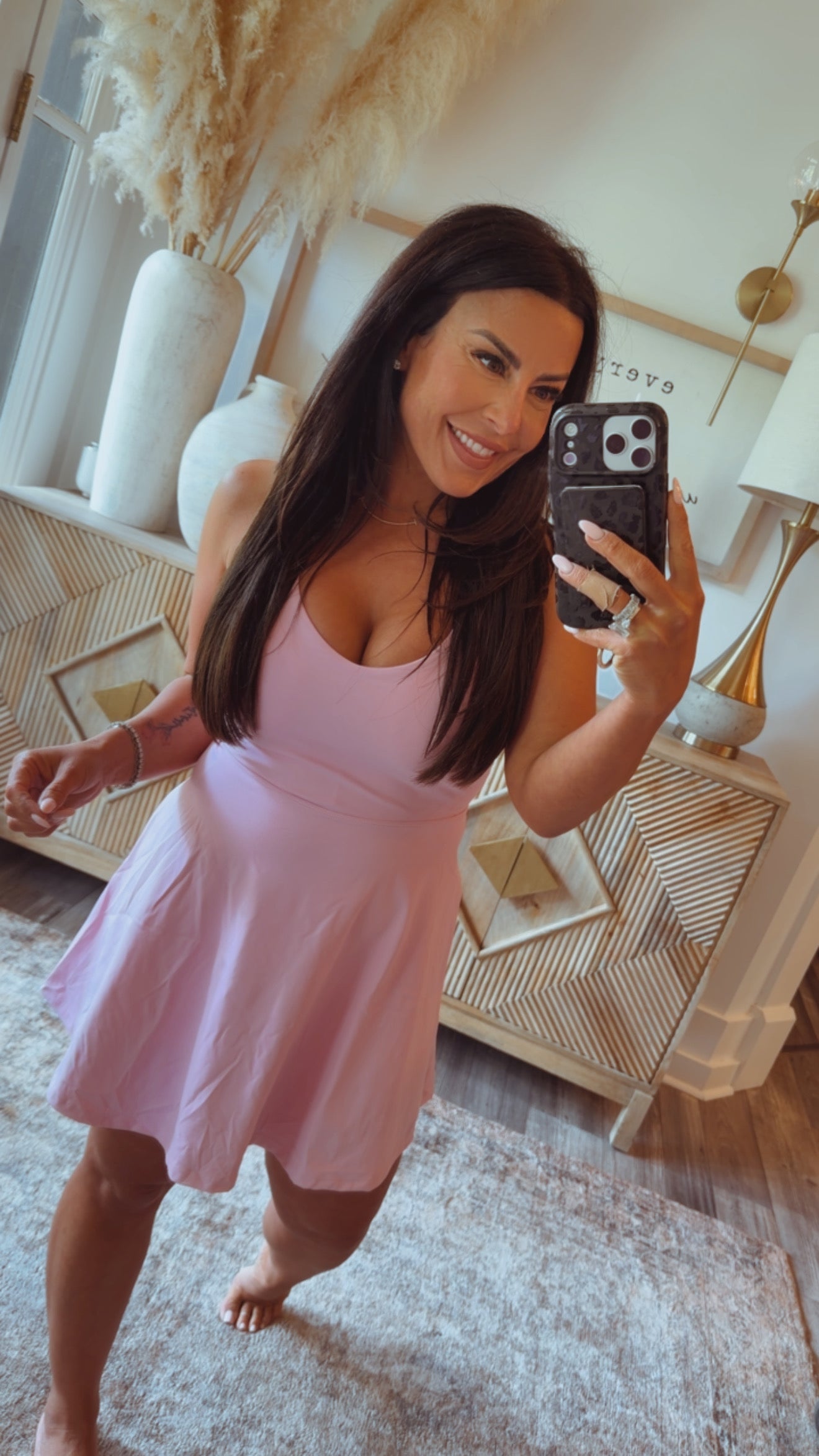 Sassy Baby Pink Athletic Dress With Shorts