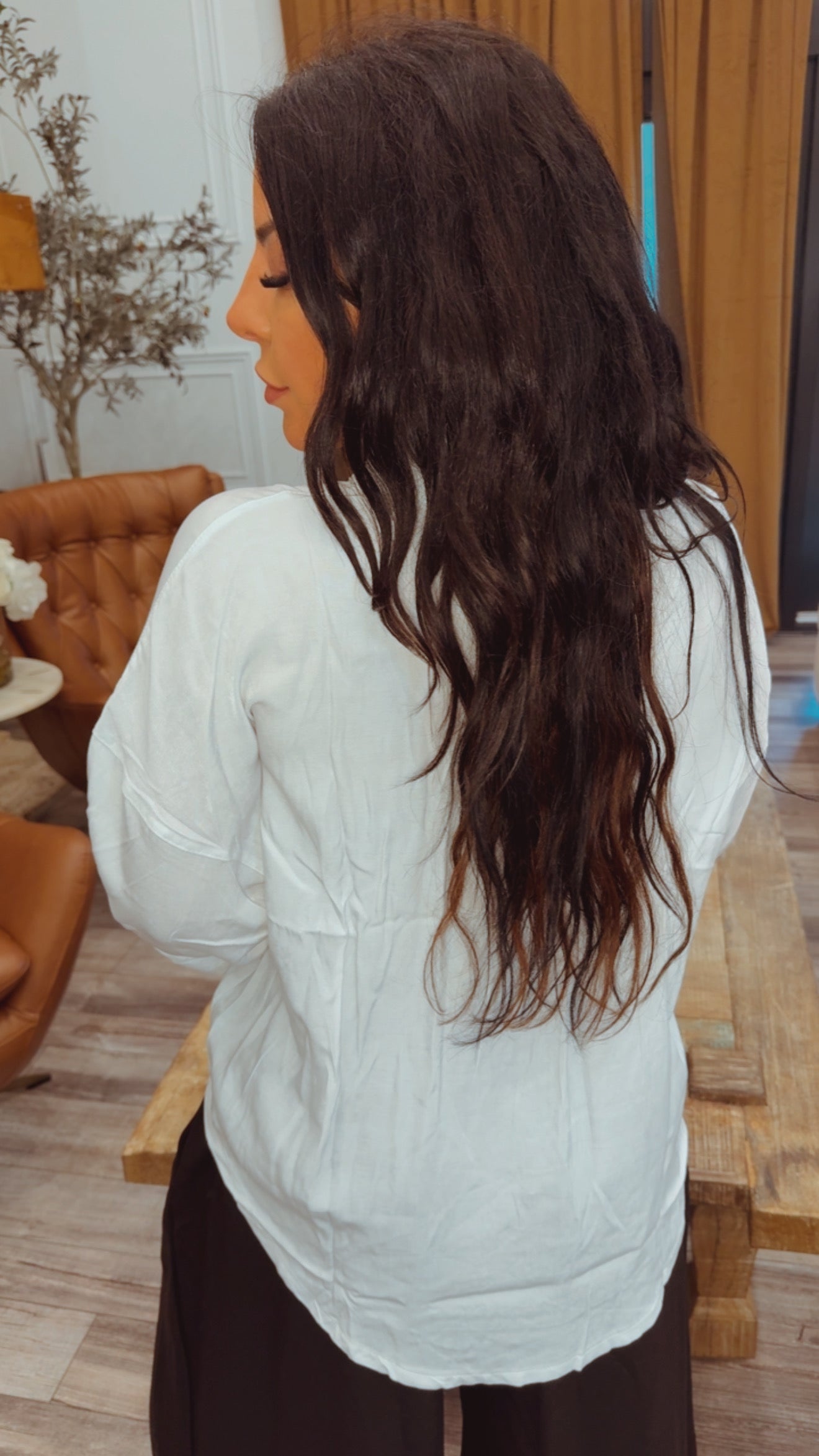 White And Gold Button Up Blouse