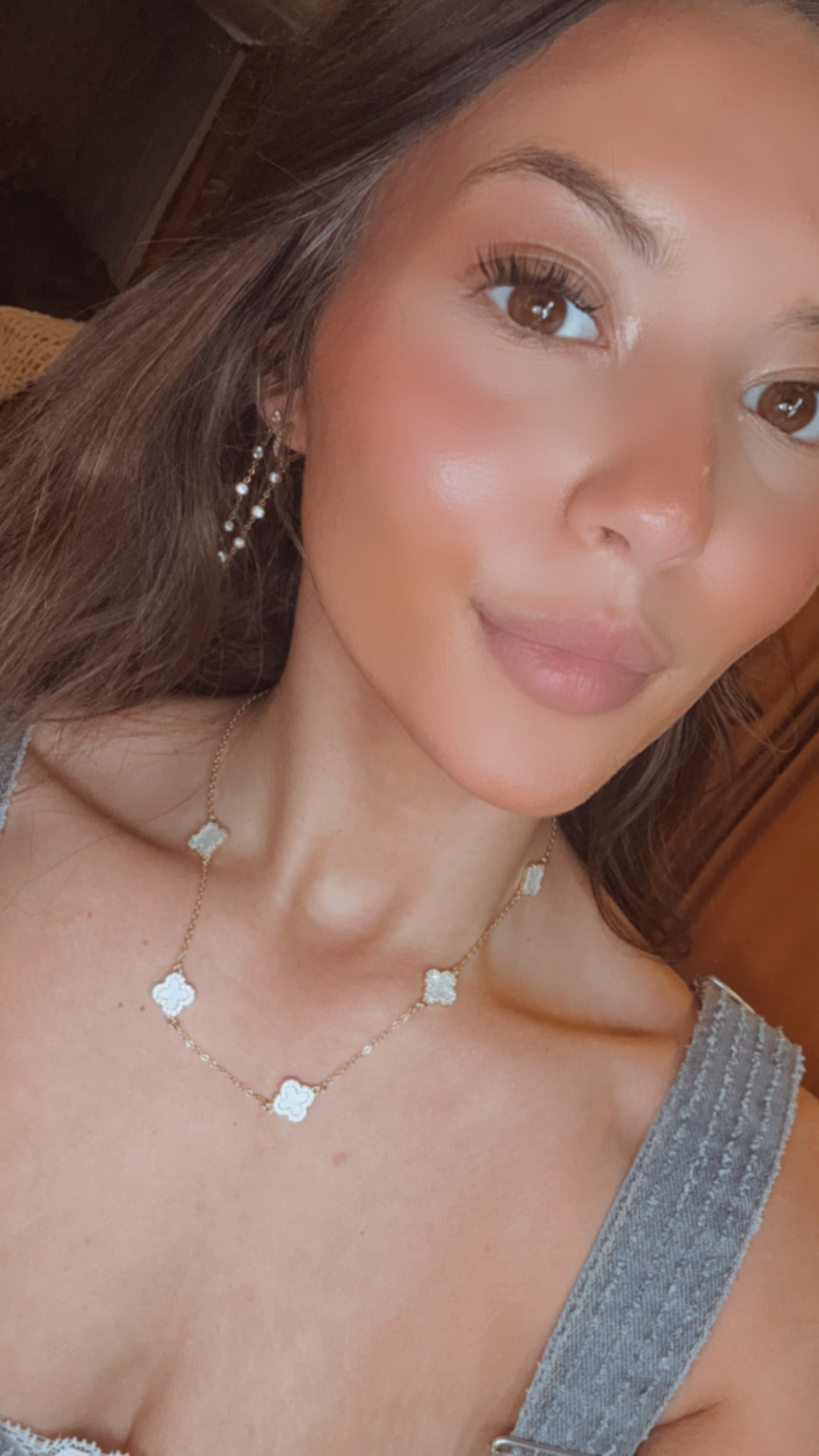 Gold And Pearl Inspired Pendant Necklace
