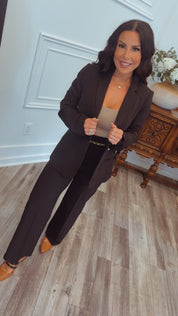 Chic Black Blazer With Gold Button