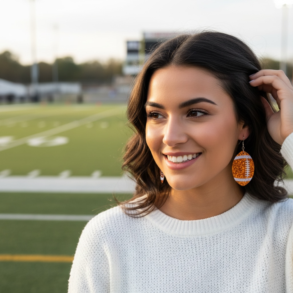 Diva Sparkle Football Earrings
