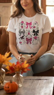 Cute Ghost w/Bows white Halloween  Graphic tee (collective)
