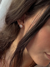 Gold and Round Crystal Stud Diva Earrings