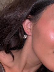 Gold Dangle With Oval Gem Earrings