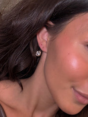 Gold Dangle With Oval Gem Earrings