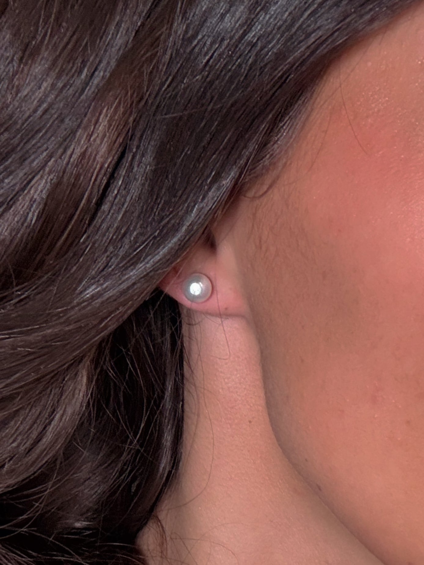 Silver Pearl Stud Earrings