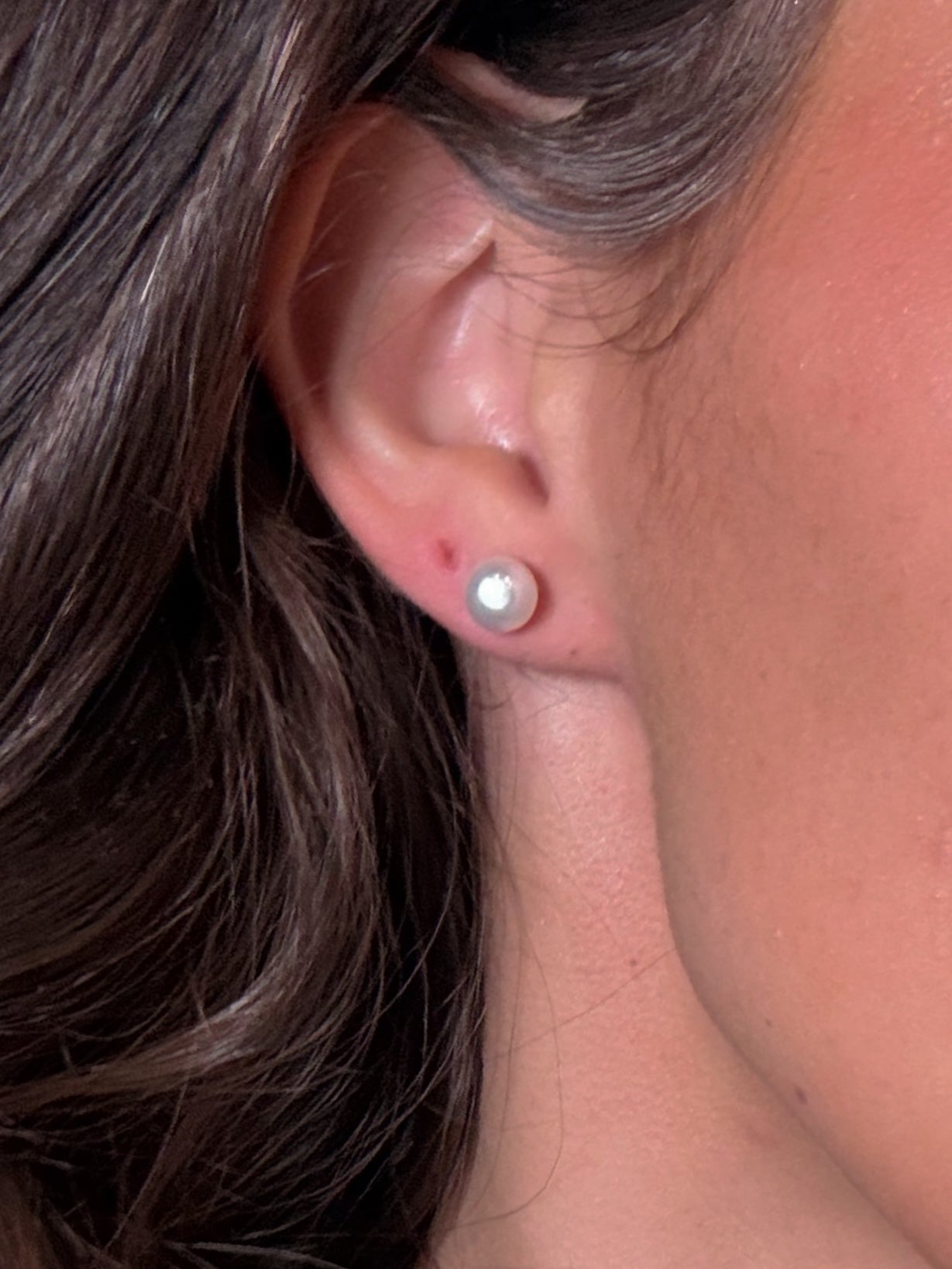 Silver Pearl Stud Earrings