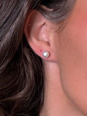 Silver Pearl Stud Earrings