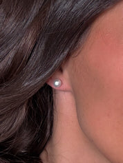 Silver Pearl Stud Earrings