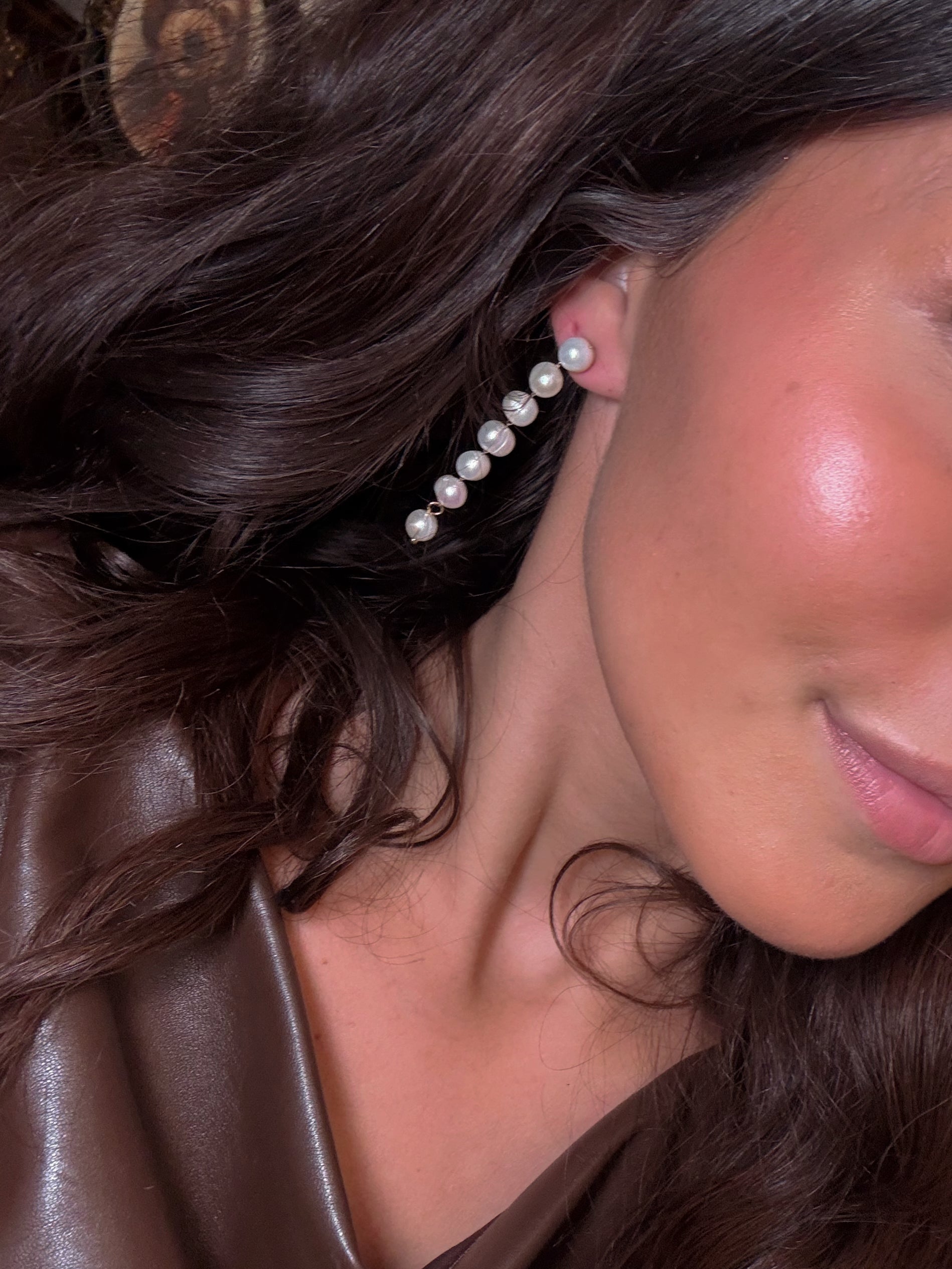 Gold and Dangle Pearl Stud Earrings